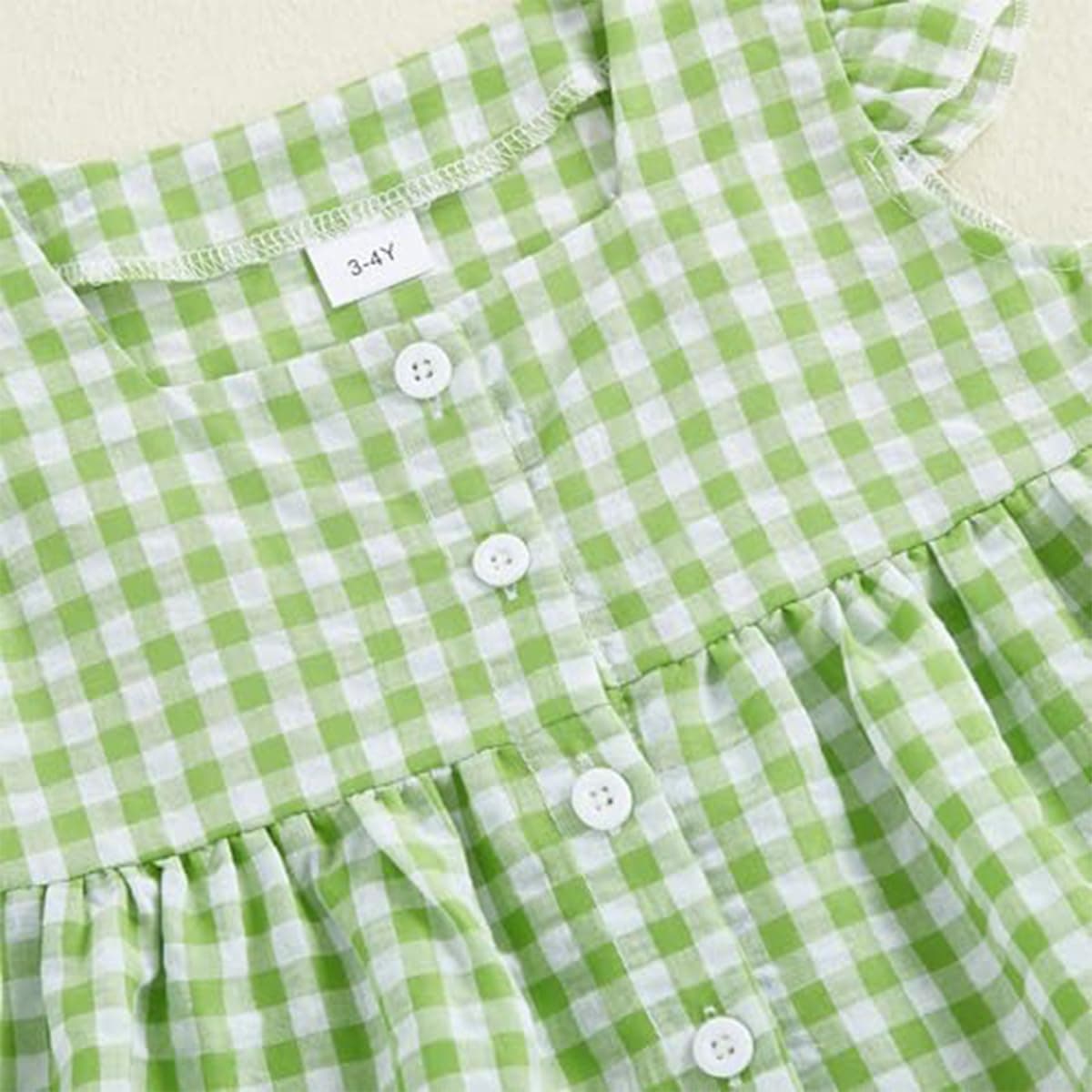 Conjunto Verano para Niñas Pequeñas Color Liso/Cuadros Sin Mangas Con Volantes Camisetas y Pantalones Anchos de Lino Ropa Infantil de Primavera — view 4