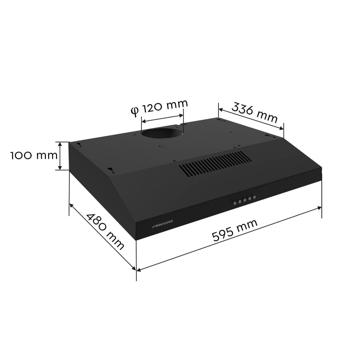 FIREGAS 60cm Visor Cooker Hood LED Extractor Hood Under Cabinet Hood Wall Mounted Extractor Fan Kitchen 600 mm Top Vented Range Hood,Black — view 5