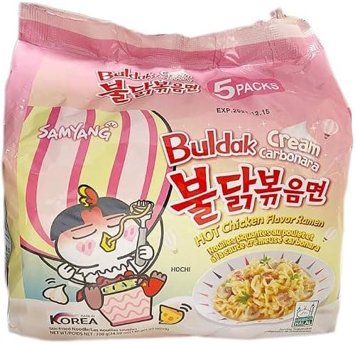 Value Bundle: SAMYANG Noodles - Hot Chicken Flavour Buldak Ramen - Instant Noodles - Instant Ramen - Korean Food - Custom Value Bundle Branded Pack of 20 Total (4 PACK, CREAM CARBONARA) — view 2