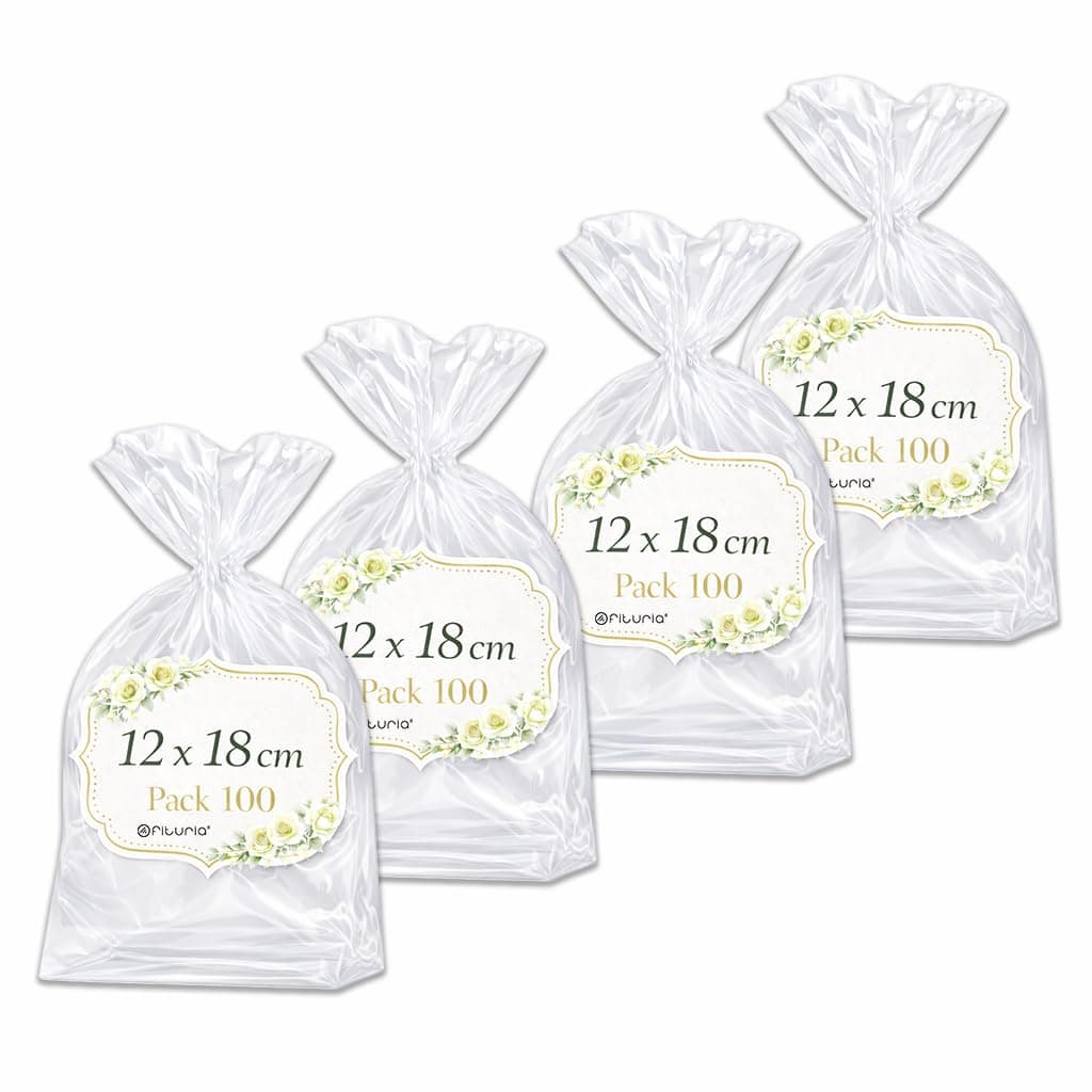 Ofituria Bolsas Celofán Transparente 10 x 15 cm, Bolsas Transparentes para Chuches y Regalos – Bolsas Plastico Transparente para Cumpleaños Infantiles, Galletas y Detalles, 1 Pack (100 Bolsas) — view 37