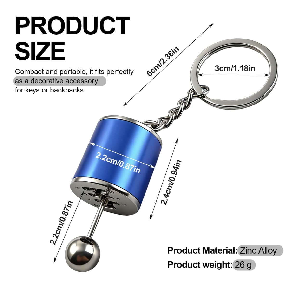 Gearbox Keychain,6-Speed Manual Transmission Gearbox Key Chain,Creative Gear Shifter Keychain,Stick Shift Keyring Car Fidget,Stress-Relieving Gear Shift Fidget Toy,Car Accessories — view 2