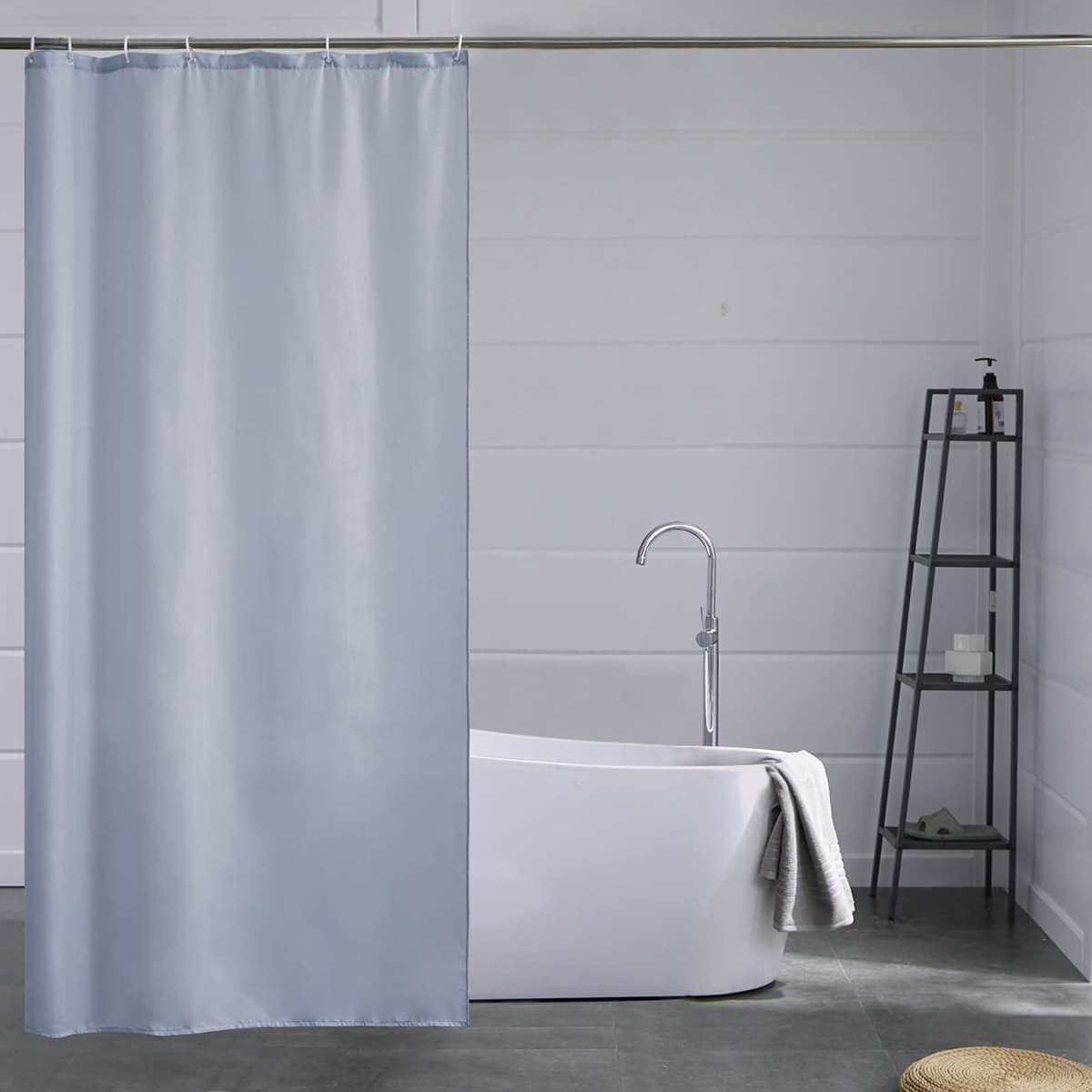 Furlinic Cortina Ducha 200x200cm Antimoho Impermeable Lavable Blanco Tela Poliéster Grandes Cortinas de Baño con 12 Aros de Cortina Ducha. — view 110