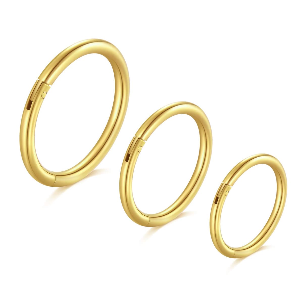 Longita 18G Hinged Clicker Segment Nariz Aros Anillos Acero Inoxidable Hombre Mujer Septum Labio Oreja Tragus Cartilage Helix Conch Piercing Joyería 3 Piezas — view 9
