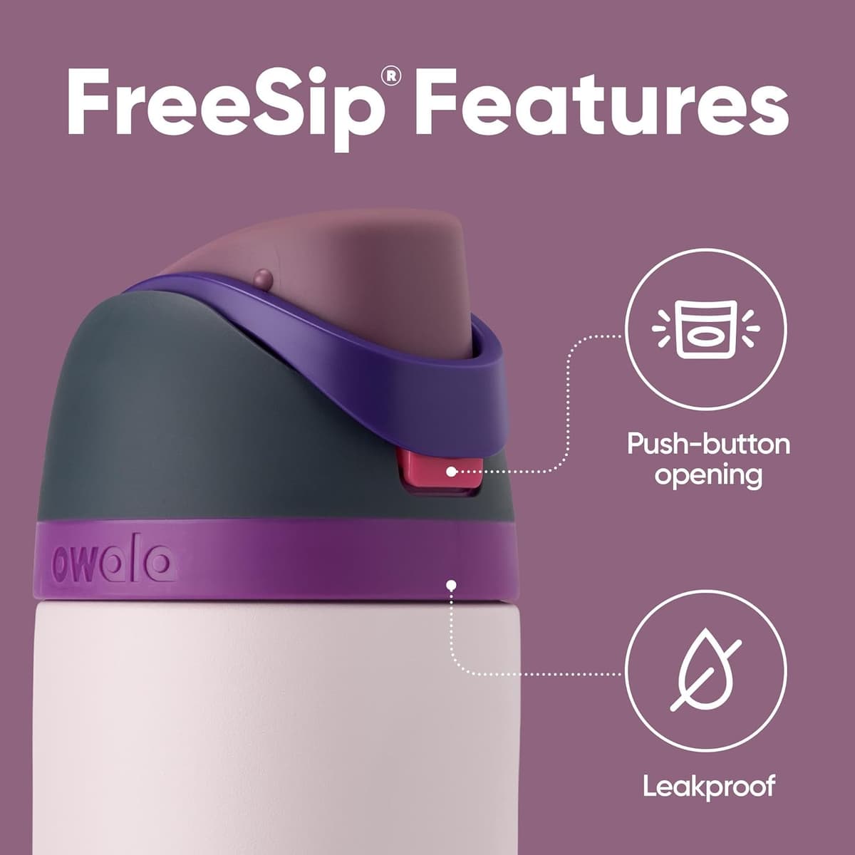 Owala FreeSip Insulated Stainless Steel Water Bottle with Straw for Sports and Travel, Leak Proof, BPA-Free, 710ml, Dreamy Field — view 2