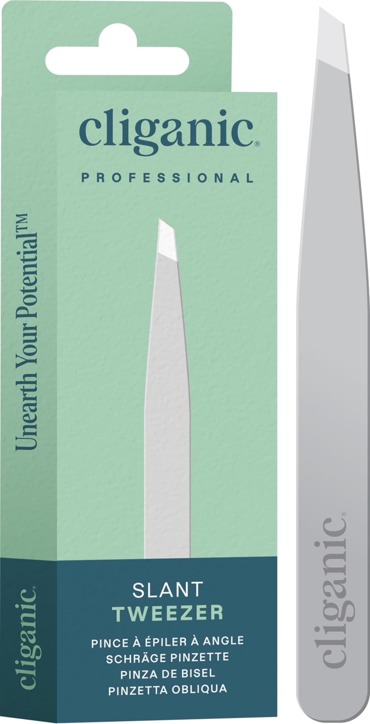 Cliganic Professional Eyebrow Tweezers Slant Tip - Precision for Men & Women, Stainless Steel Best for Plucking Chin Facial Hair — view 9