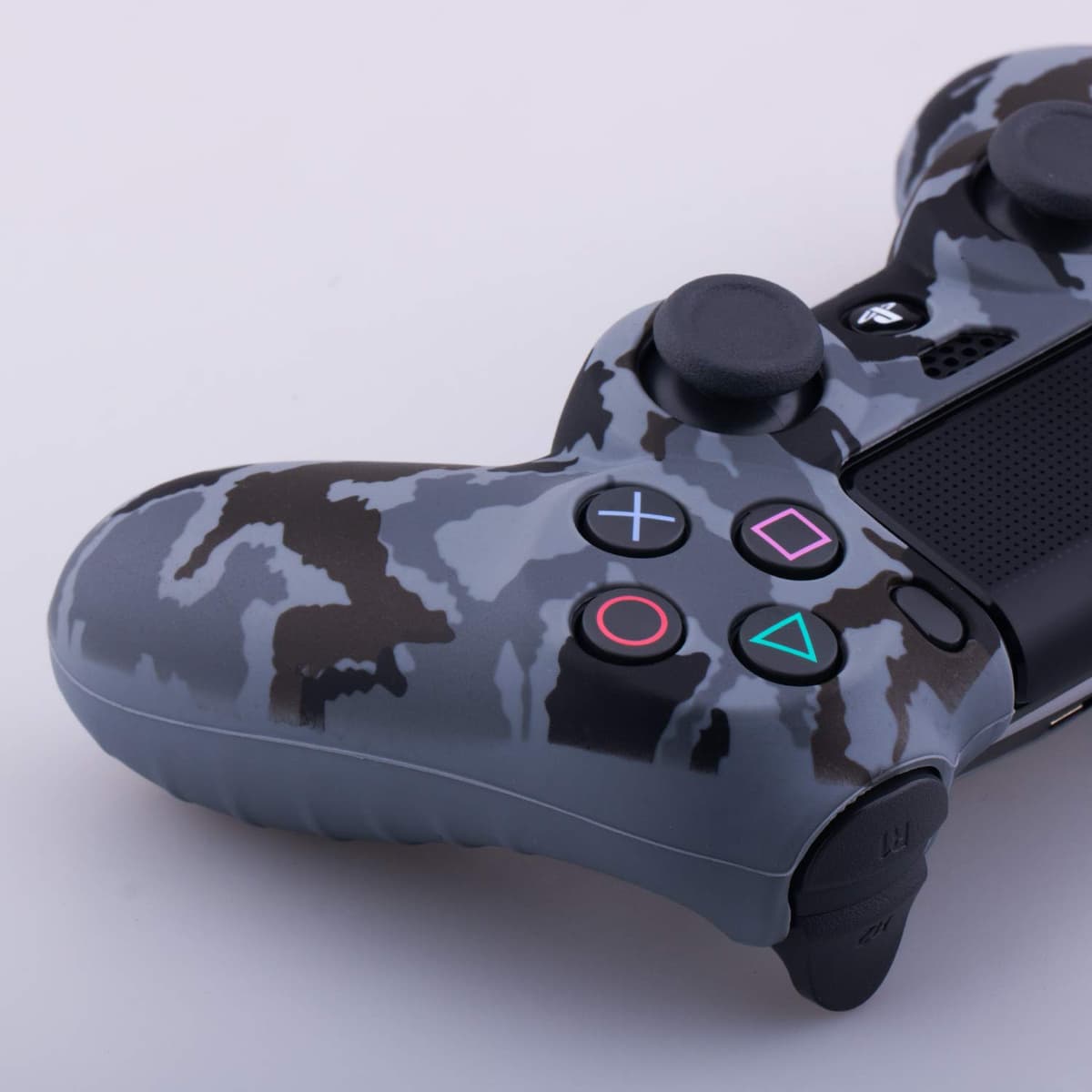 1 Piece of SiliconeTransfer Print Protective Cover Skin + 6 Thumb Grips & Dust Proof Plugs for PS4/Slim/Pro Controller Camouflage Grey — view 4