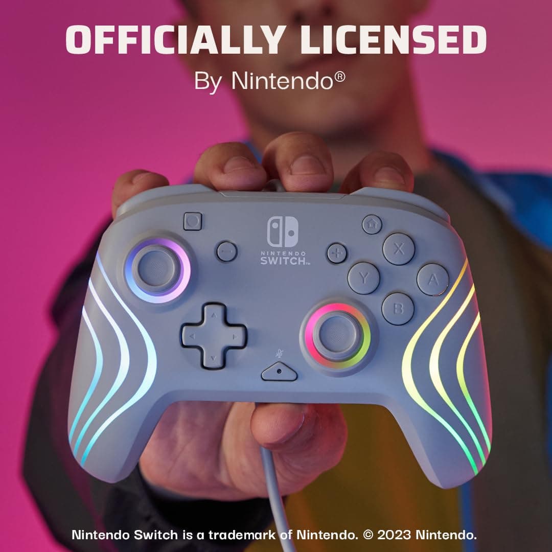 PDP Official Switch Afterglow Wave Wired Controller - Grey — view 5