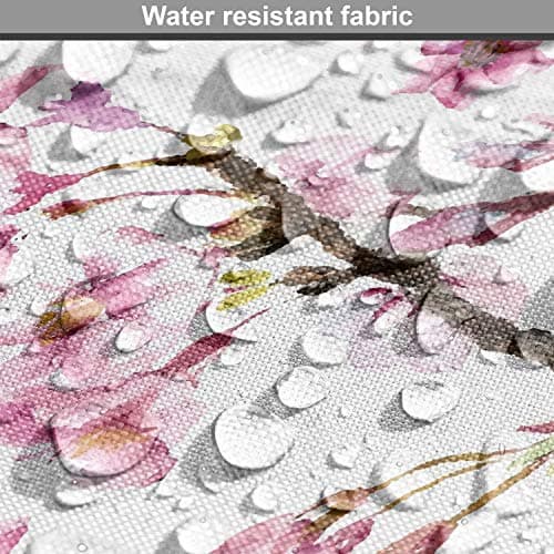 Ambesonne Cherry Blossom Fabric by The Yard, Watercolor Style Oriental Pattern with Sakura Branch, Decorative Fabric for Upholstery and Home Accents, 1 Yard, Green Pink — view 5