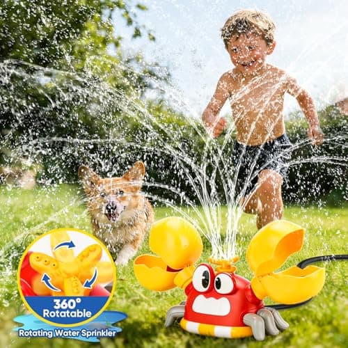 Water Sprinkler for Kids, Summer Outside Water Toys Attached to Garden Hose with 3 Spray Patterns & 4 Bean Bags for Toss Game, Kids Sprinklers for Yard Lawn Pool Games for Age 4-12 Yr Old Boys Girls — view 2