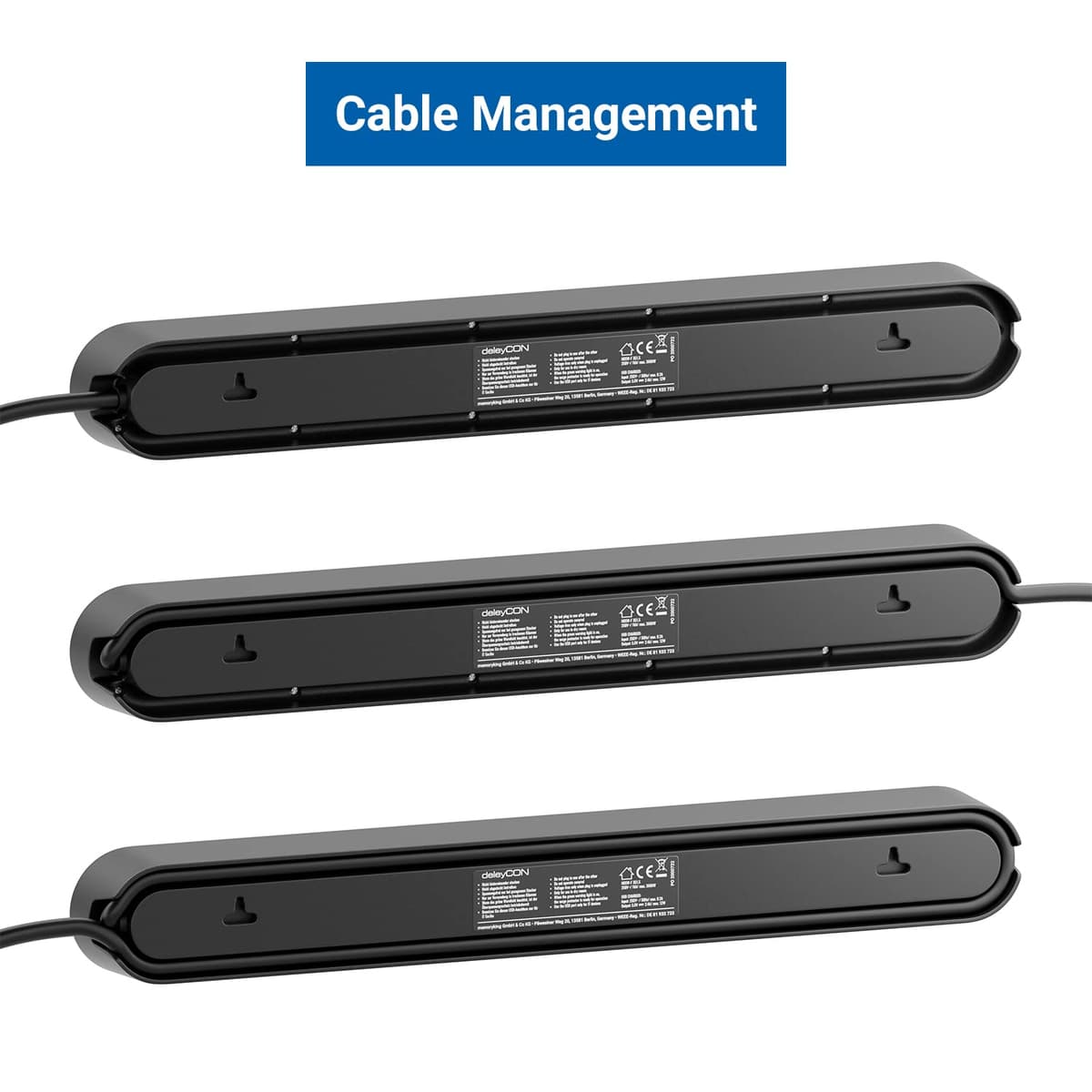 deleyCON Regleta con 1,5 m, Seis Tomas, Puertos USB, Dos Salidas USB-A para Cargar Móvil y Tableta, Protección contra Sobretensión, Interruptor, Negro — view 4