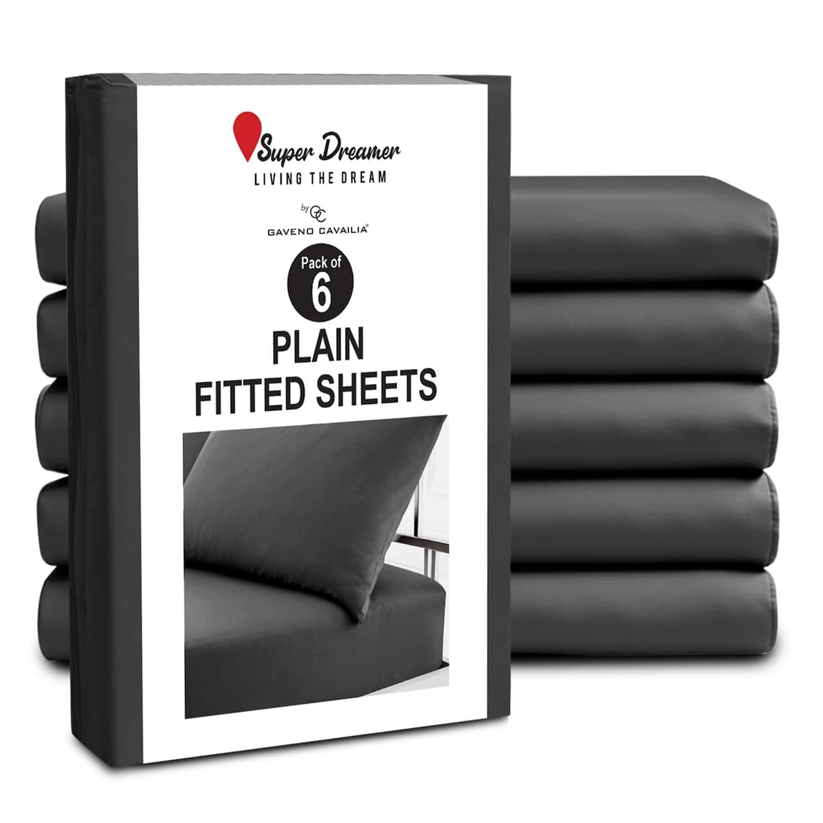 GC GAVENO CAVAILIA Fitted Sheet Single Bed (91 x 190cm) - Grey Bedding Sheets - Plain Dyed Microfiber Bed Sheets Single - (10 inch) 25cm Deep Pocket Bottom Sheet - Easycare - Wrinkle & Fade Resistant — view 62