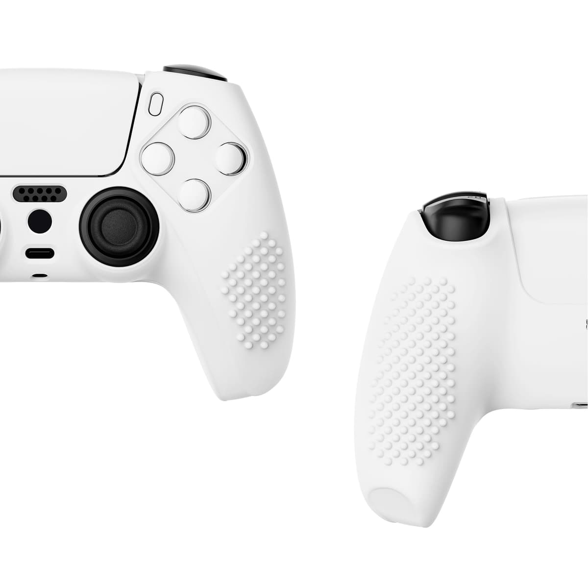 eXtremeRate PlayVital Funda de Silicona para ps5 Mando - Carcasa Protectora con 6 Tapas de Joysticks, Impermeable, Resistente y Antideslizante, Funda de Goma Suave para ps5, 3D Tachonado (Blanco) — view 4