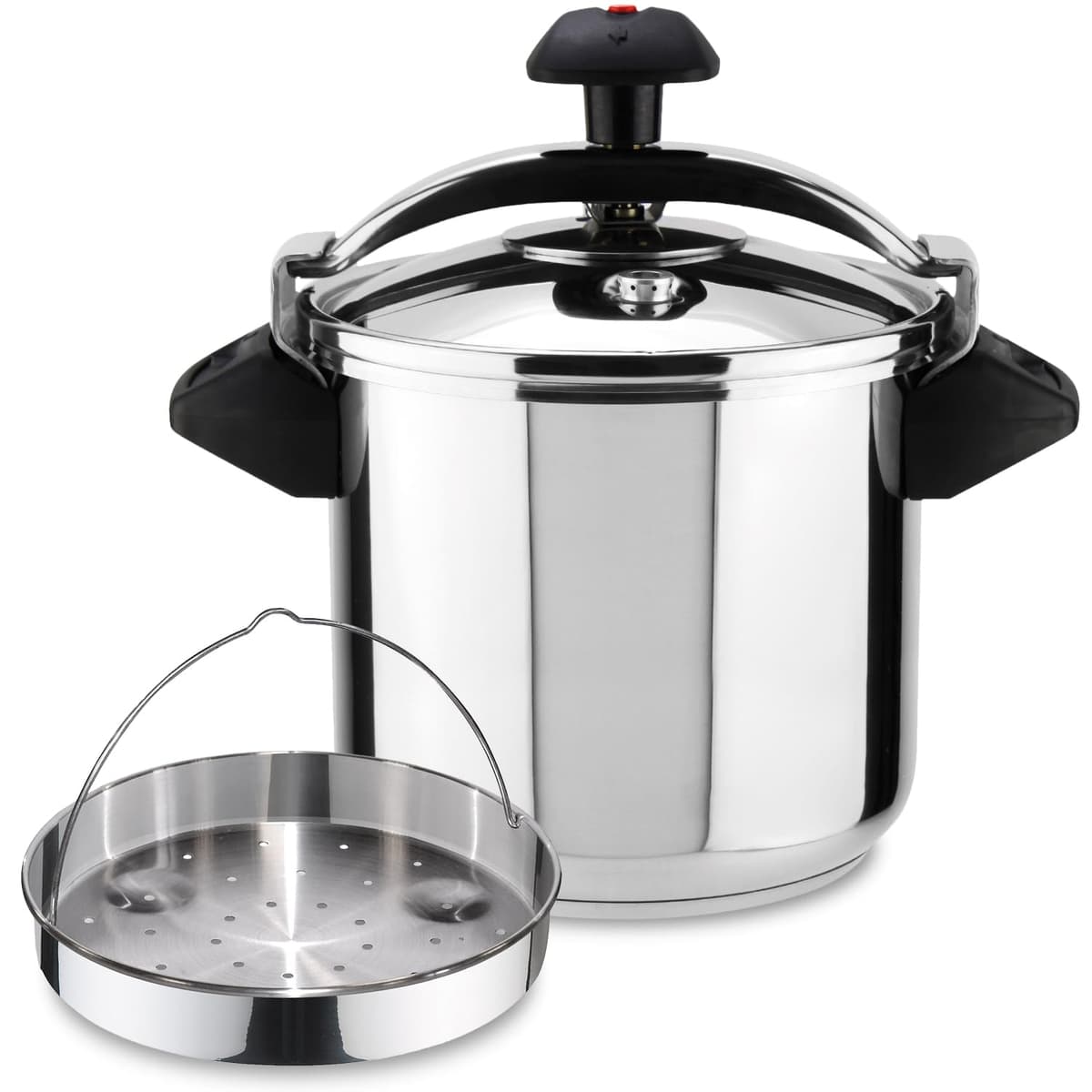 Magefesa Inoxtar - Olla Express Tradicional de 8 Litros + Cestillo, Acero Inoxidable 18/10, Inducción, Cocina Sana, Pomo Rotatorio, Fondo Termodifusor
