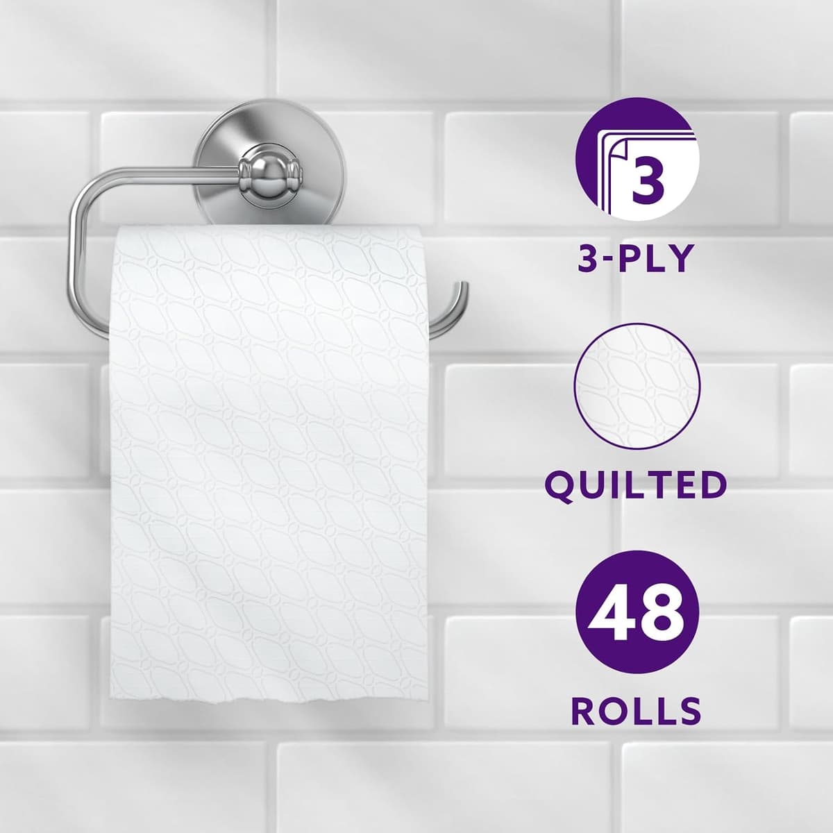 by Amazon Toilet Roll, 3-ply Quilted, Velvety Soft, 45 Rolls (5 Packs of 9), 200 Sheets per Roll, FSC Certified Standard 200 sheet (Pack of 45) — view 3