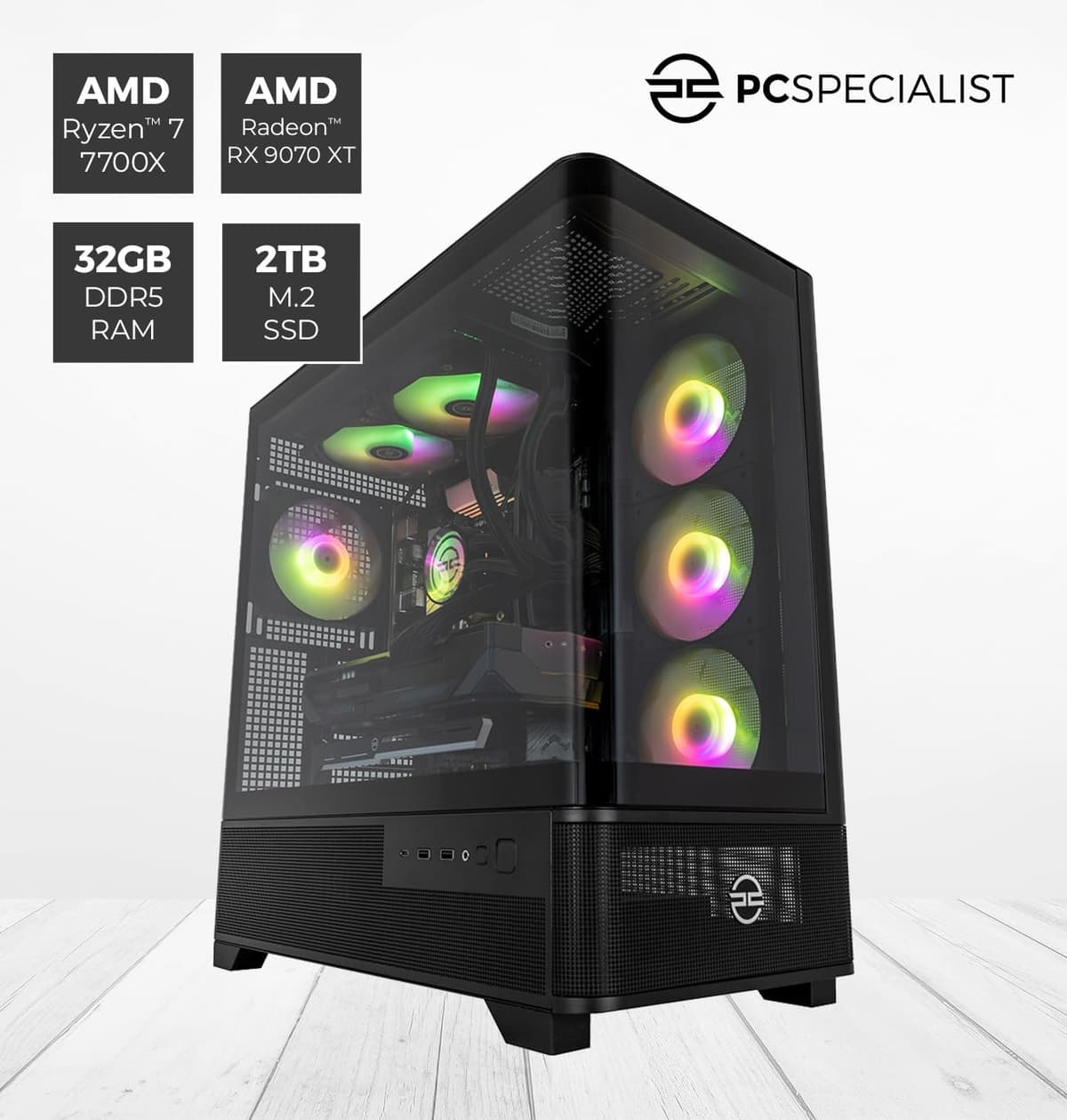 PCSpecialist Extreme PC Gaming - Intel® Core™ i7-12700KF 3,60 GHz 12-Core, 32 GB RAM, 12 GB GEFORCE RTX 4070 Super, 2TB M.2 SSD, Windows 11 Home — view 2