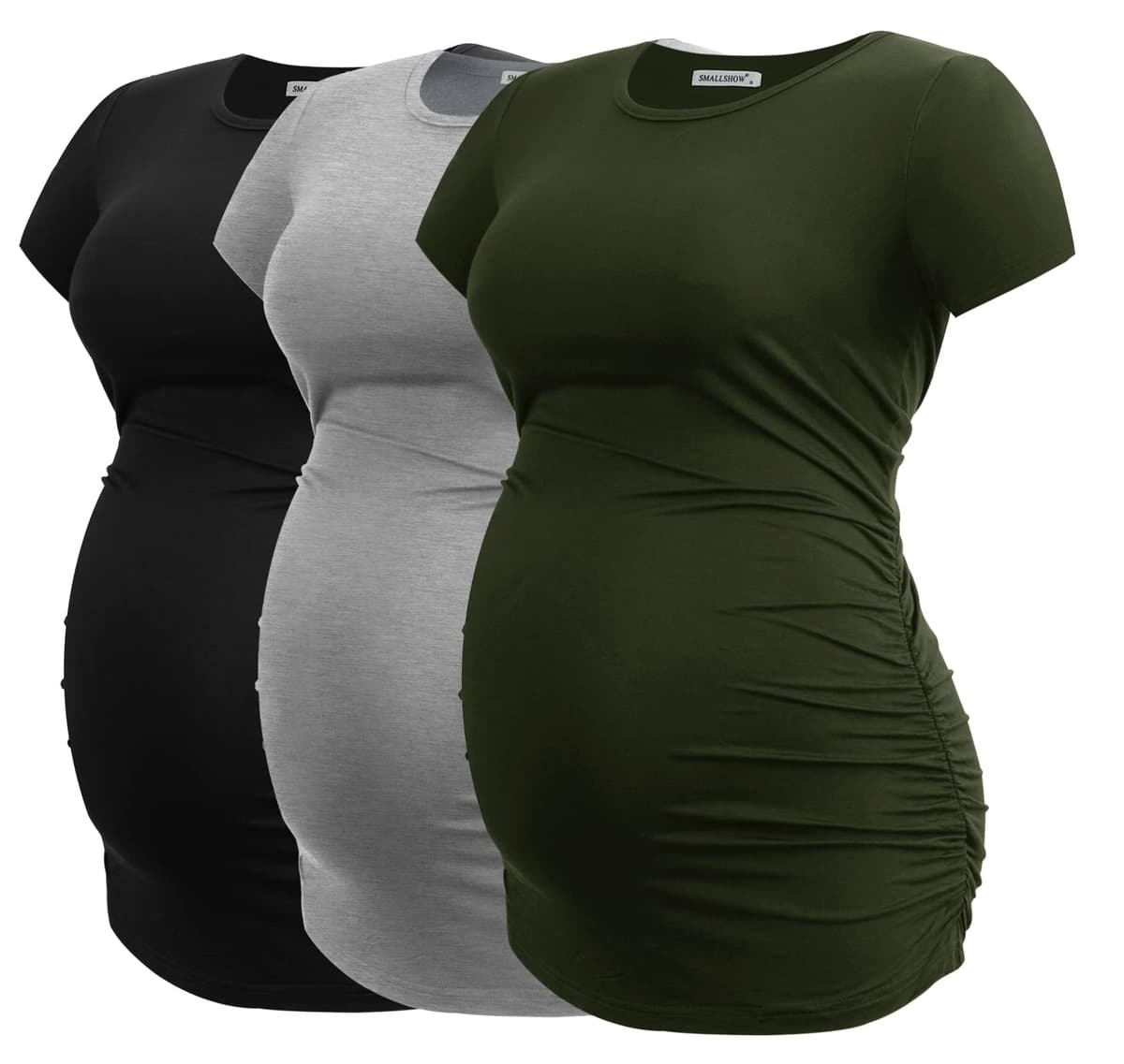 Smallshow Maternity Clothing Tops Side Ruched Pregnancy Clothes for Women 3-Pack — view 50
