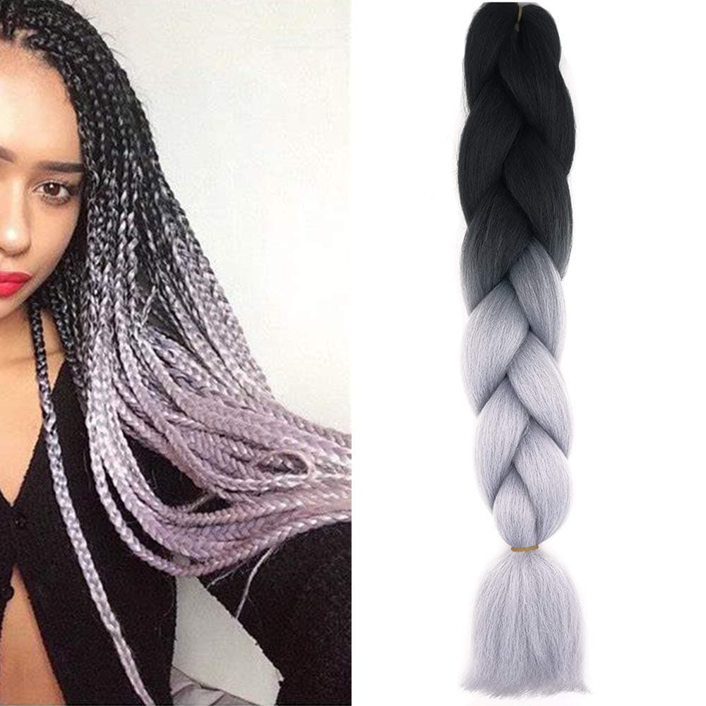 24" Braiding Hair Extension Jumbo Braids Synthetic 3bundles/pack Crochet Hair Afro Box Braid Heat Resistent (Dark Purple) — view 162