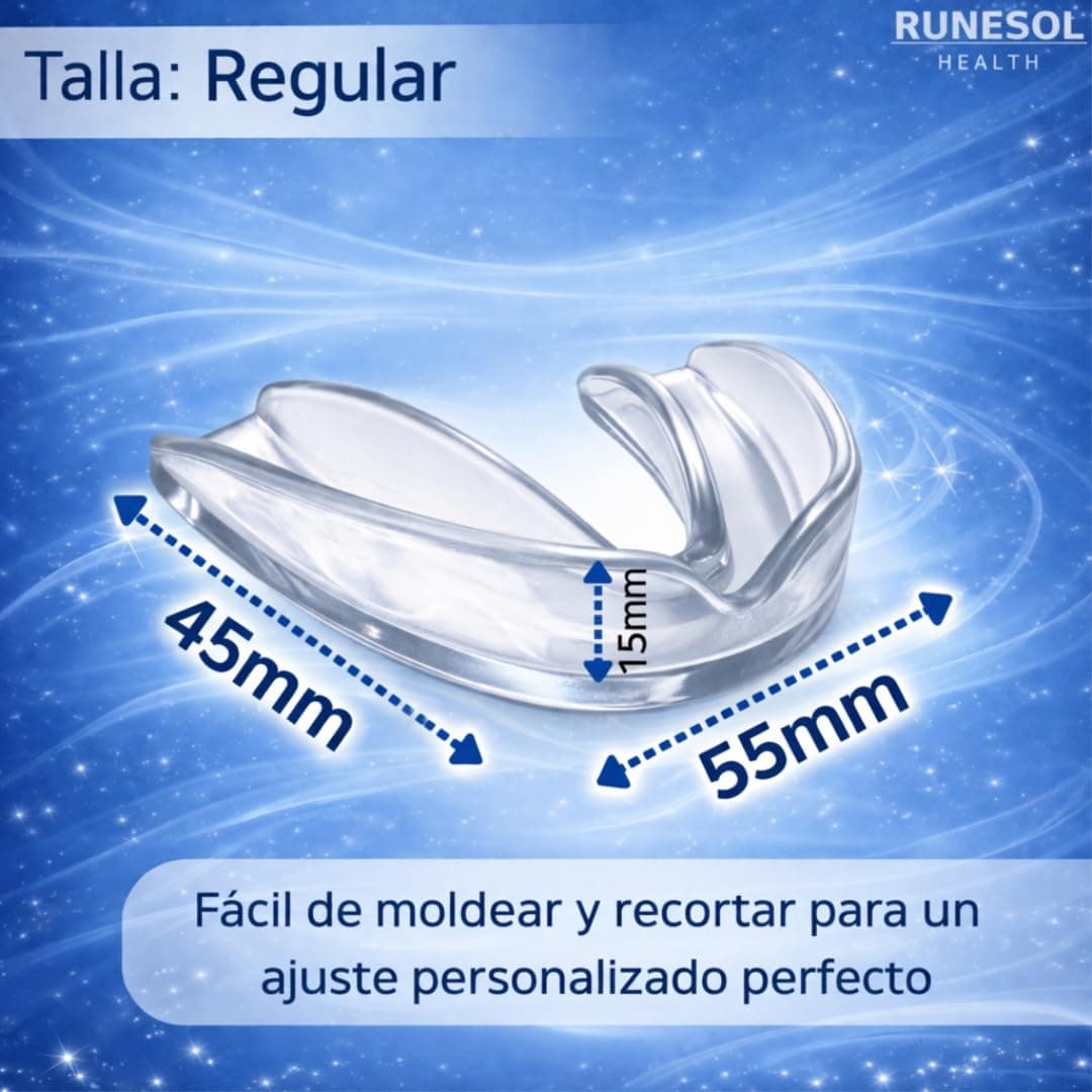 Runesol ferula descarga bruxismo, 4 x Normal, ferula dental bruxismo, protector bucal para dormir, ferulas de descarga para bruxismo, ferula dental noche, funda dientes, felulas Bucales dentales — view 4