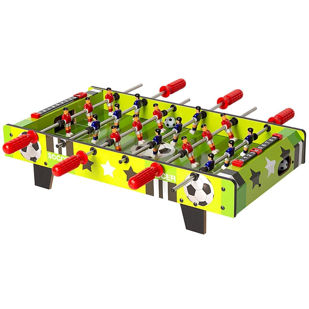 ColorBaby 85435 Mesa de futbolín Infantil, 60x32x14 cm, 2 Jugadores, Marcadores manuales, De Madera Resistente, Juegos de Mesa, Futbolines para niños, 6 años y mas