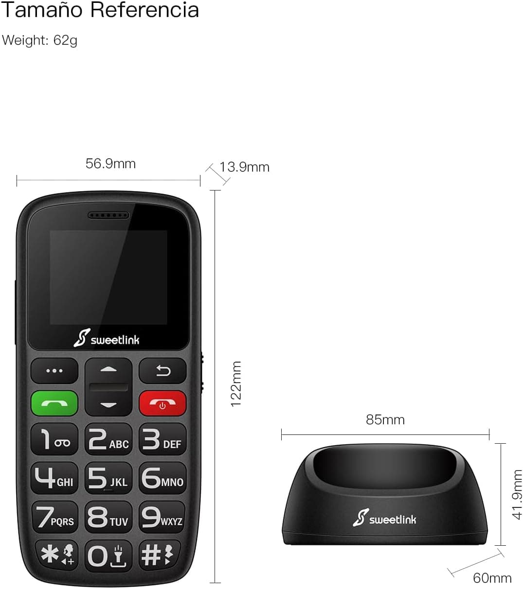 SweetLink S2 Plus Mobile Phone for Elderly, 2023 2G gsm Senior Large Key and High Volume Mobiles, SOS Button, 1400mAh Battery — view 8