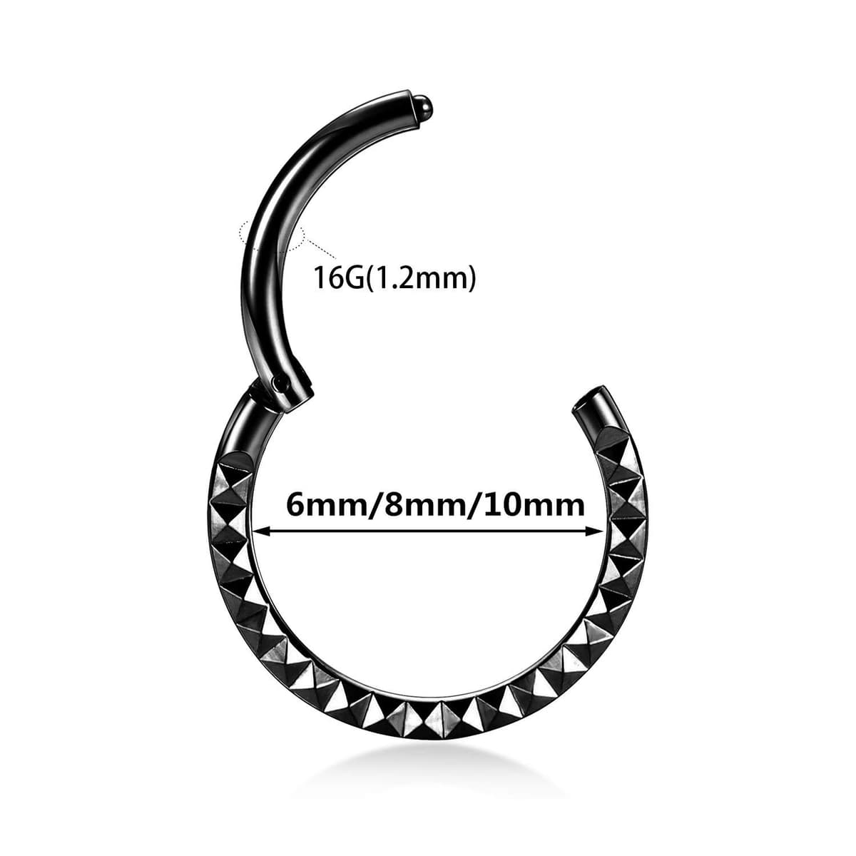 AROWRO 16G Stainless Steel Septum Clicker Daith Earrings Daith Rook Tragus Helix Cartilage Lobe Septum Piercing Jewelry Snake/Pyramid/Arrow/Star Design Hinged Segment Ring — view 4