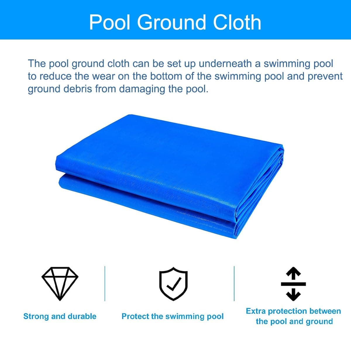 Pool Ground Cloth, Rectangular Swimming Pool Mat, Floor Protector Cloth for Paddling Pool and Inflatable Swimming Pools (335 * 335cm/131.9 * 131.9in) — view 4