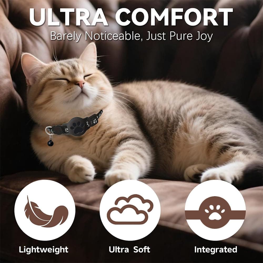 Collar GPS Gatos, GPS para Gatos sin Cuota Mensual, No Requiere SIM (Solo Android), Collar Localizador Compatible con goo- gle Find My (Collar + rastreador Negra) — view 4