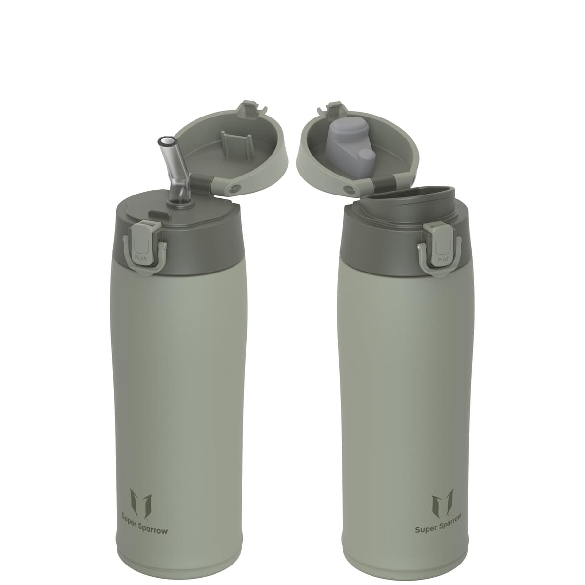 Super Sparrow Insulated Water Bottle - Travel Mug - 500ml, 750ml，950ml - Stainless Steel Water Bottles - BPA Free - Leakproof Metal Bottles - Includes 2 Lids, Straw Lid & Spout Lid