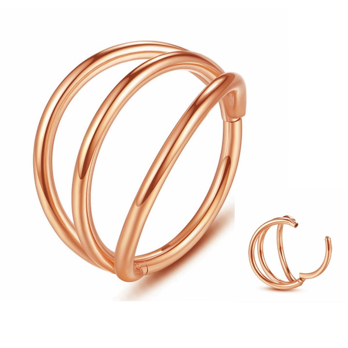 Yrogcu 20G 18G 16G 14G Single/Double Hoop Stainless-Steel Seamless-Hinged-Piercing Segment-Clicker Nose-Ring-Hoop : Diameter 6mm 8mm 10mm 12mm Cartilage Earrings — view 43