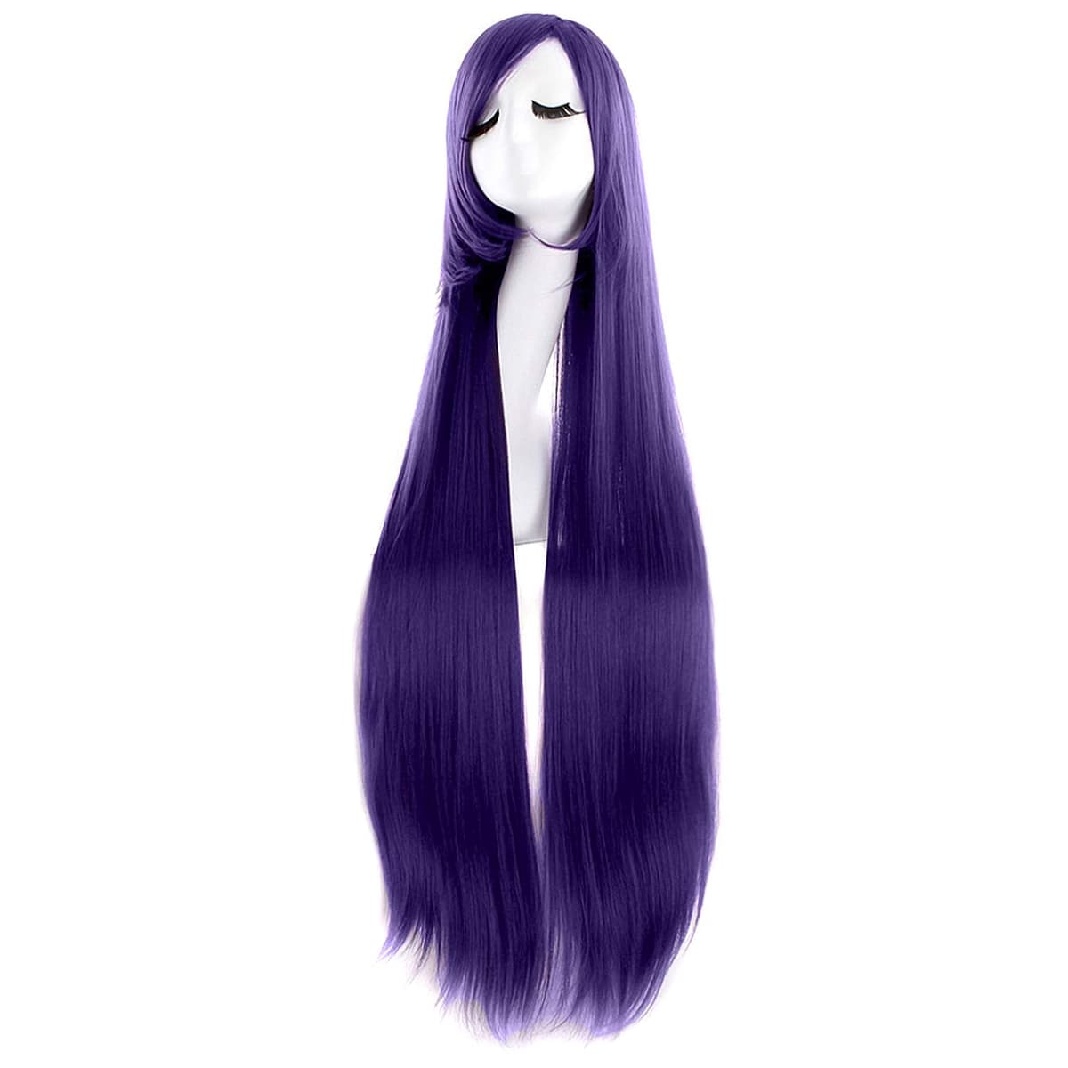MapofBeauty 24 Pulgada/60 cm Largo Lacio Peluca Con Flequillo Sintética Cabello Heat Resistente Para Fiesta de Cosplay (Rosa Caliente) — view 11