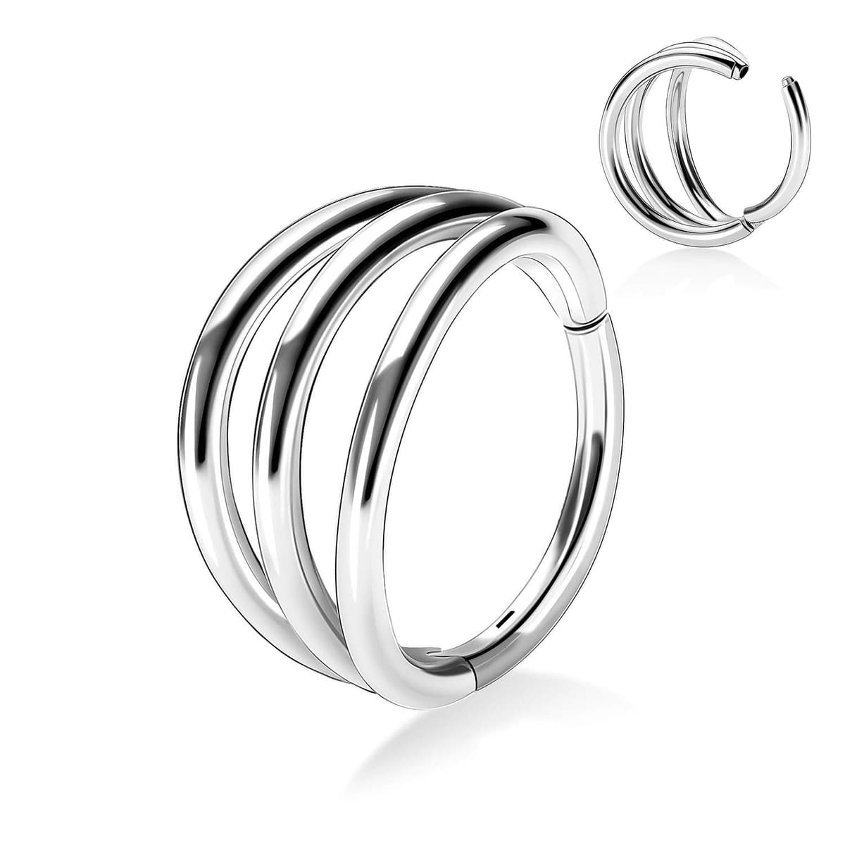 hengkaixuan Triple Double Nose Hoop Ring Sleeper Hoop Earring Helix Rook Conch Cartilage Daith Tragus Earrings Septum Ring Lobe Nose Piercing Jewellery for Women — view 56