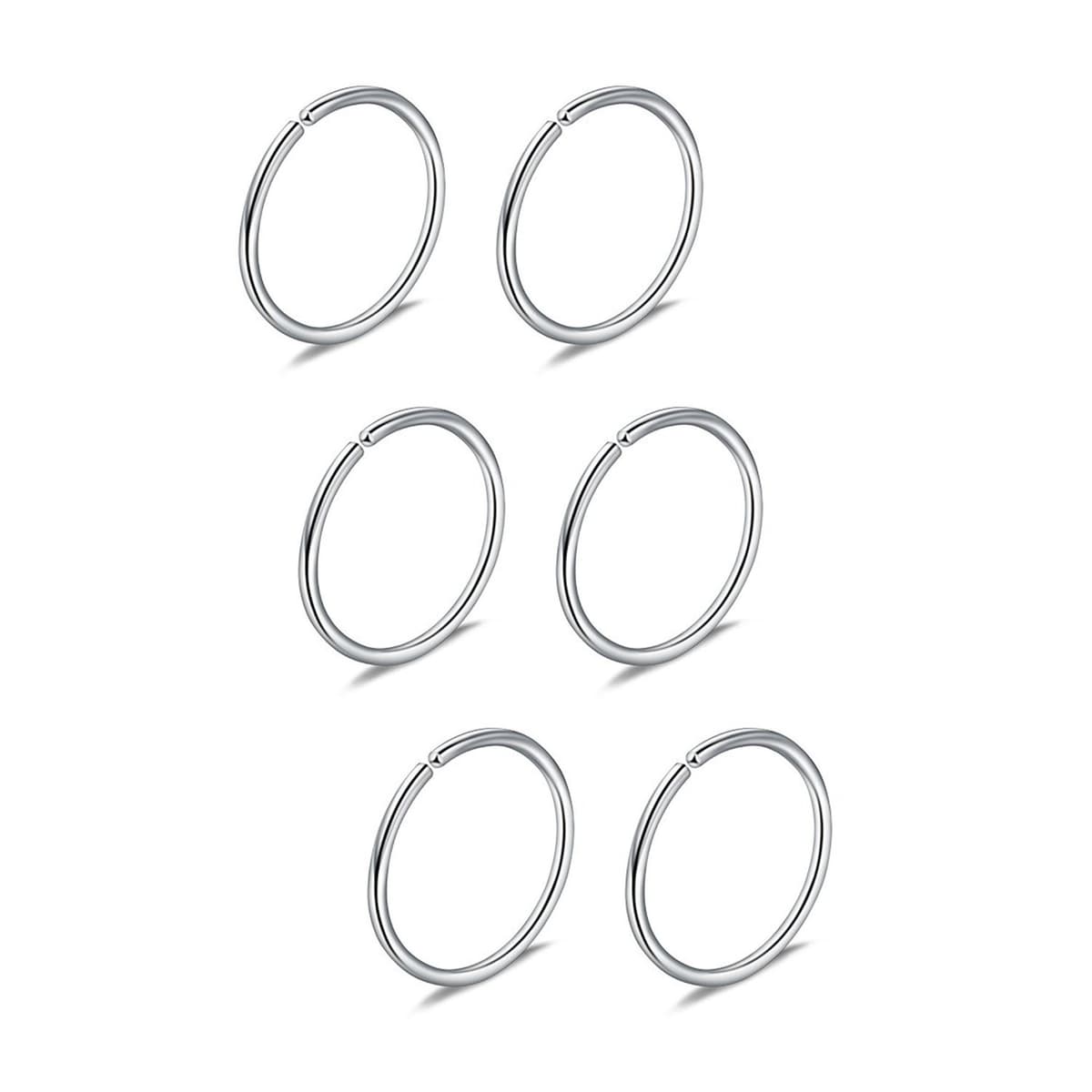 Briana Williams 6piezas Fake Anillo de la nariz Aro Septum Tragus Cartílago Pendiente Aro Piercing 22G 20G 18G 16G 6/8/10/12mm Acero inoxidable Faux Joyería Piercing