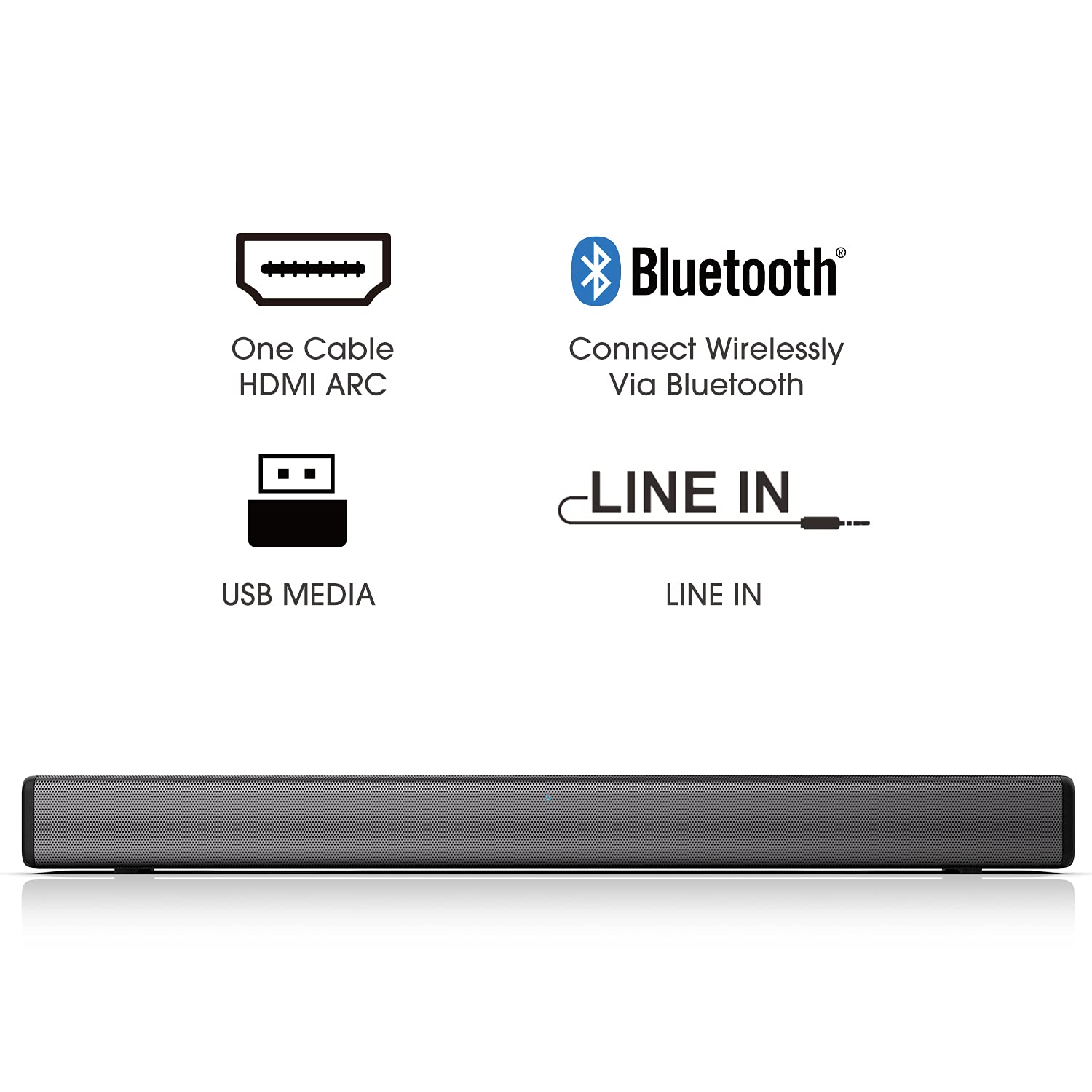 Hisense HS214 Soundbar All-in-one, Wireless Bluetooth, Powerful Bass Built-in, Compact Design, AUX, HDMI, USB, TV, PC Speaker — view 3