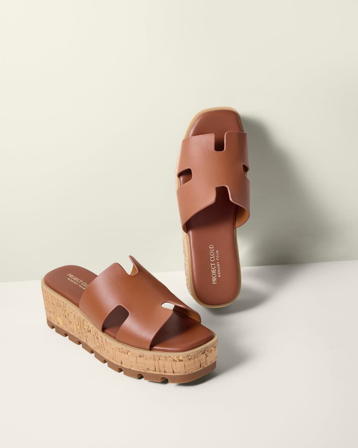Project Cloud 100% Genuine Leather Wedge Platform Sandals Women Footwear - Memory Foam Insole and Non-Slip Platform Slides for Women - Lightweight Womens Sandals (MILA,COGLEA,8M) — view 5