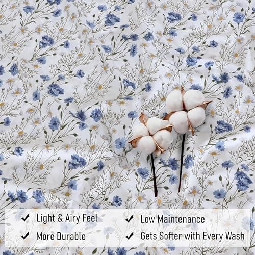 RUVANTI 100% Cotton Percale Sheets Queen Size, Sweet Pea — view 7