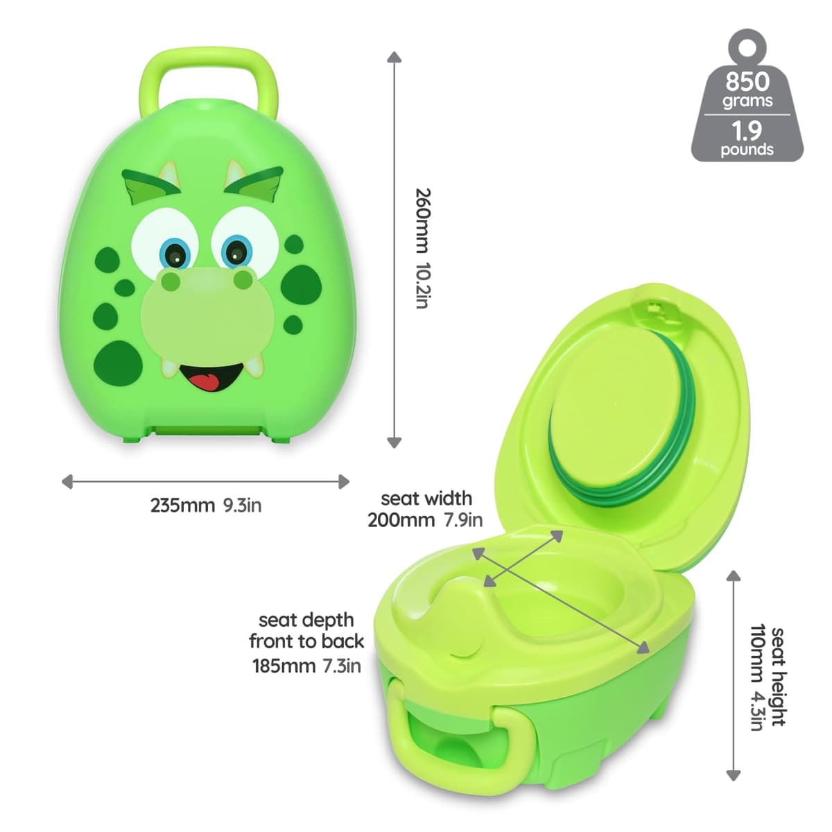 My Carry Potty - Travel Potty, Award-Winning Portable Toddler Toilet Seat for Kids to Take Everywhere (Dino) — view 7
