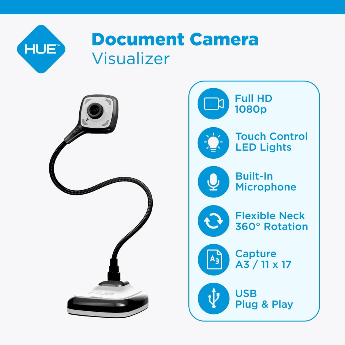 HUE HD Pro: Cámara de Documentos USB Flexible (cámara Negra sin Funda) — view 2