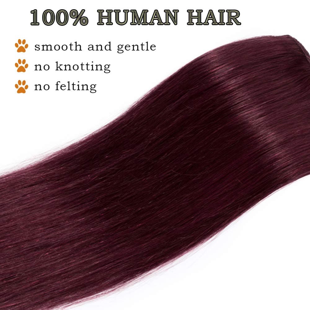 16"(40cm) SEGO Extensiones de Clip de Pelo Natural [#99J Borgoña] Remy Cabello Humano Balayage 8 Piezas 18 Clips Lisas Invisibles Human Hair (65g) — view 2