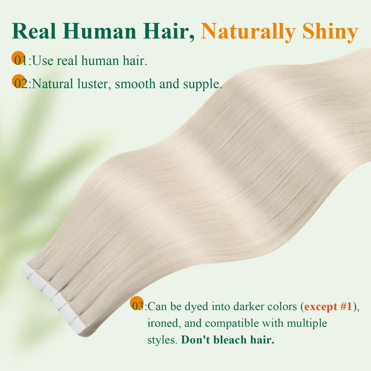 Easyouth Blonde Tape in Hair Extensions Human Hair Seamless Human Hair Tape ins Extensions White Blonde Tapes in Human Hair Extension with Natural Look 18Inch 20Pcs 40g — view 5
