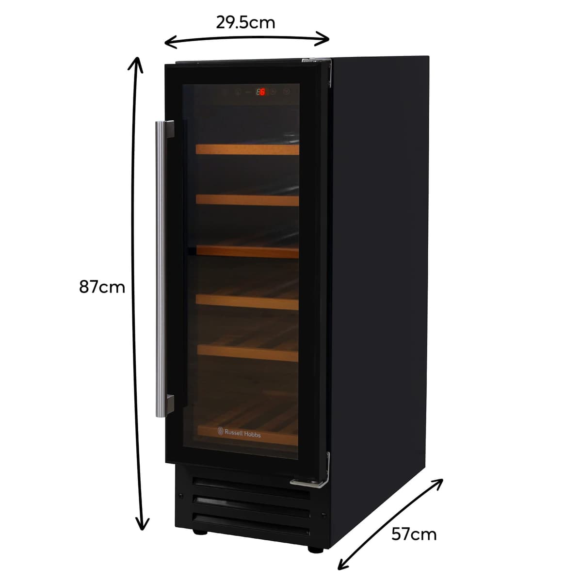 Russell Hobbs Freestanding or Integrated Large, Drinks & Wine Chiller with Glass Door, 18 Bottle Capacity in Black RHBI18WC1 — view 2