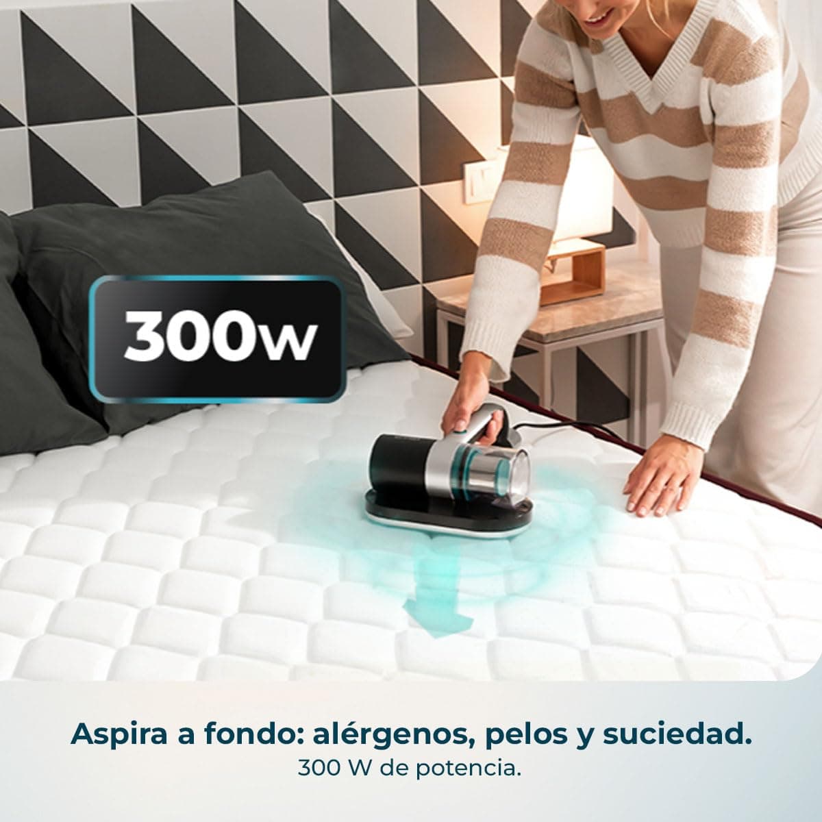 Cecotec Aspirador de Colchones y Tapicerías de Mano Conga Rockstar 3000 Mattress Essential. 300W, 10kPa, Luz Ultravioleta UV-C, Tecnología con Cepillo Motorizado y Aire Caliente, Retiene Alérgenos — view 2