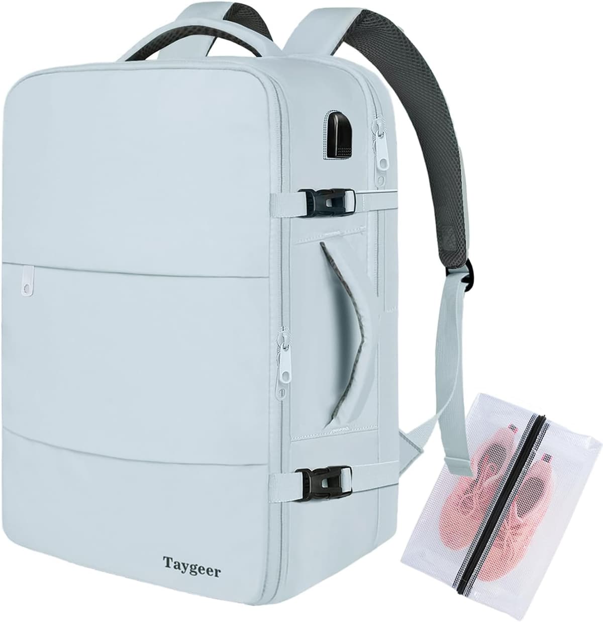 Taygeer for New Ryanair Cabin Bags 40x30x20 Underseat, Travel Backpack Cabin Size, Rucksack for Plane Hand Luggage Backpack for Travelling, Ryan Air Cabin Bag 40x30x20 with Separate Shoe Pouch, Black — view 27