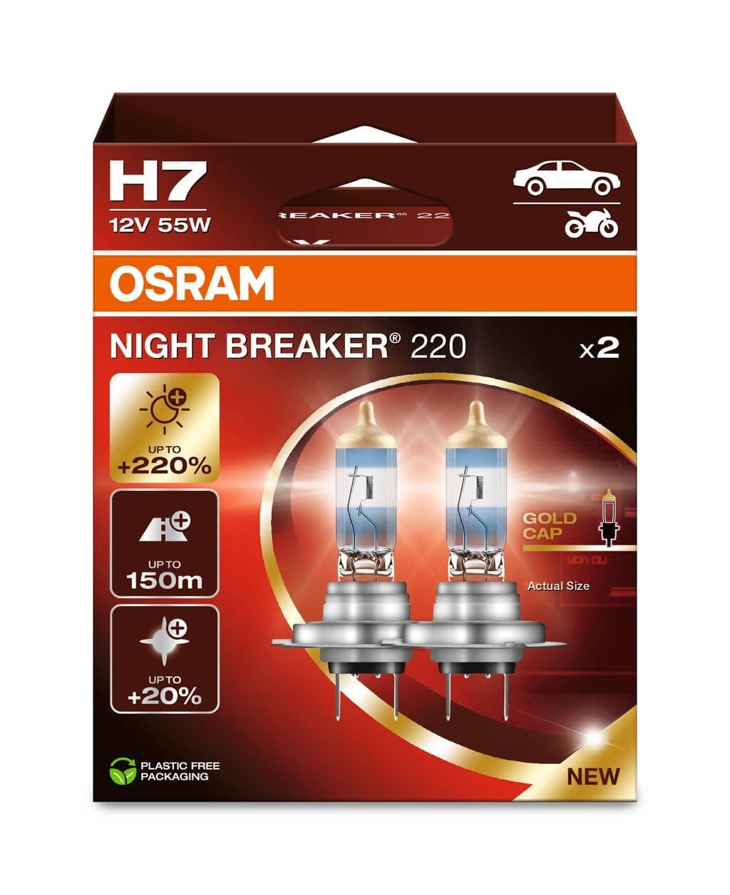 OSRAM NIGHT BREAKER 220, H4, +220% more brightness, halogen headlight lamp, 64193NB220, Folding Box (1 lamp) — view 7