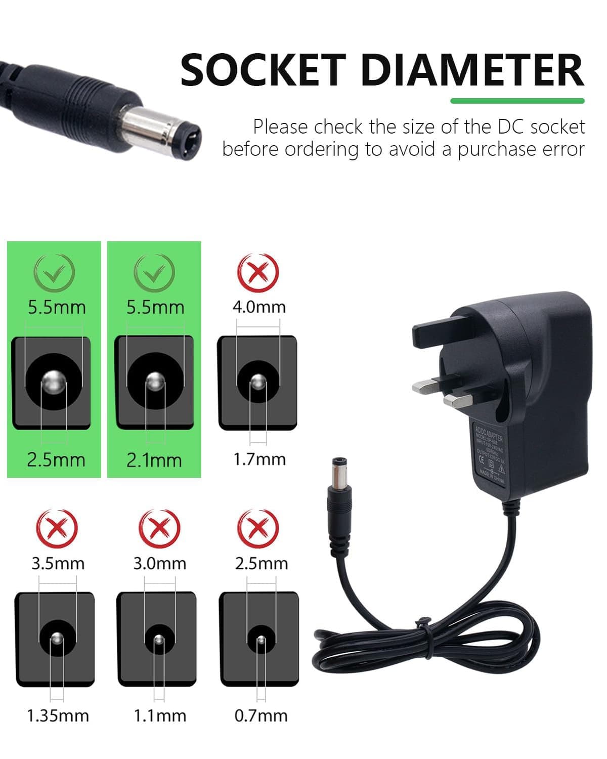 12V 1A Power Supply Adapter, AC 100-240V 50/60Hz to DC 12V 1Amp Switching Adaptor for LED Strip Light CCTV Router, Universal 12Volts External Power Adapter Barrel Jack 5.5mm x 2.1mm (1A 12W) — view 2