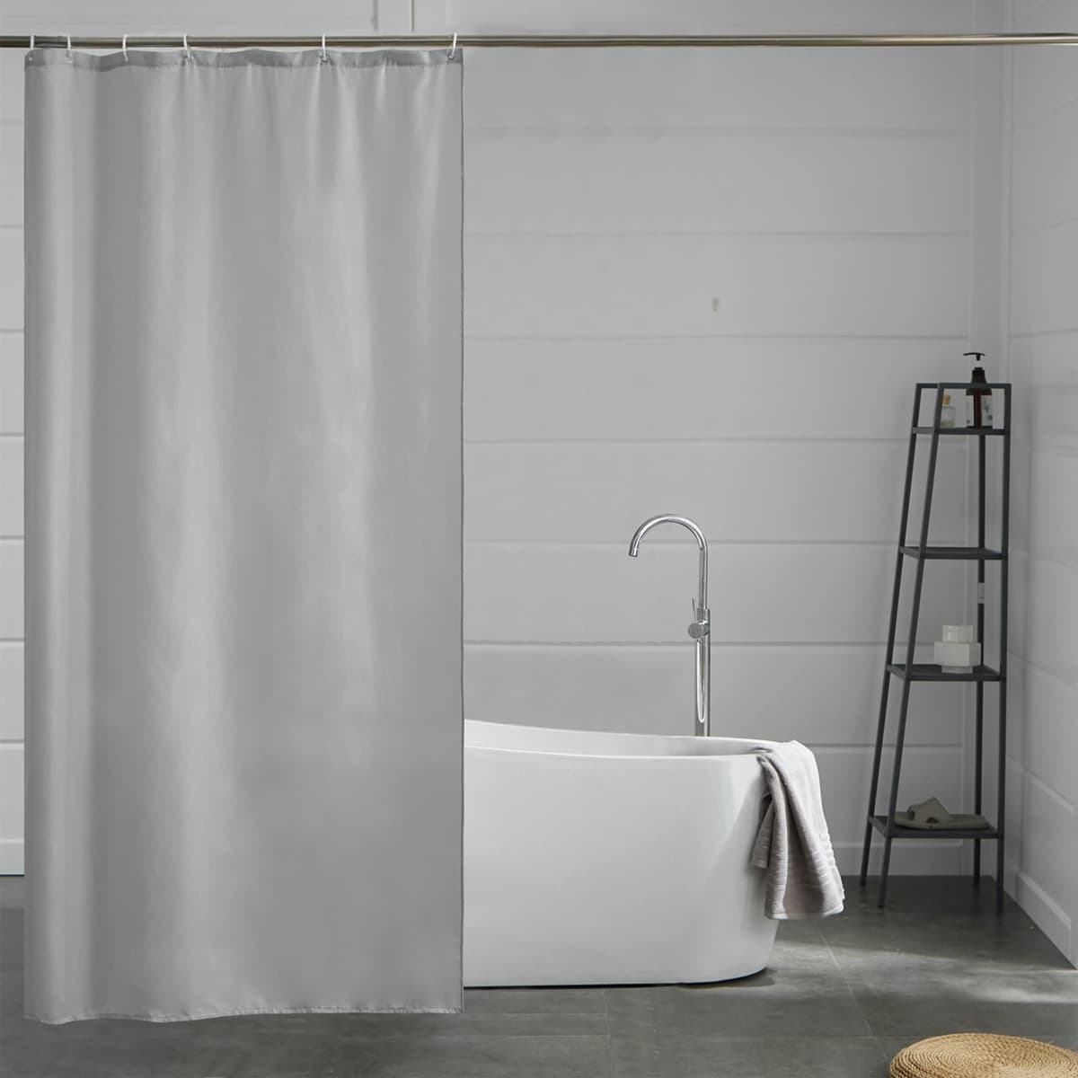 Furlinic Cortina Ducha 200x200cm Antimoho Impermeable Lavable Blanco Tela Poliéster Grandes Cortinas de Baño con 12 Aros de Cortina Ducha. — view 48