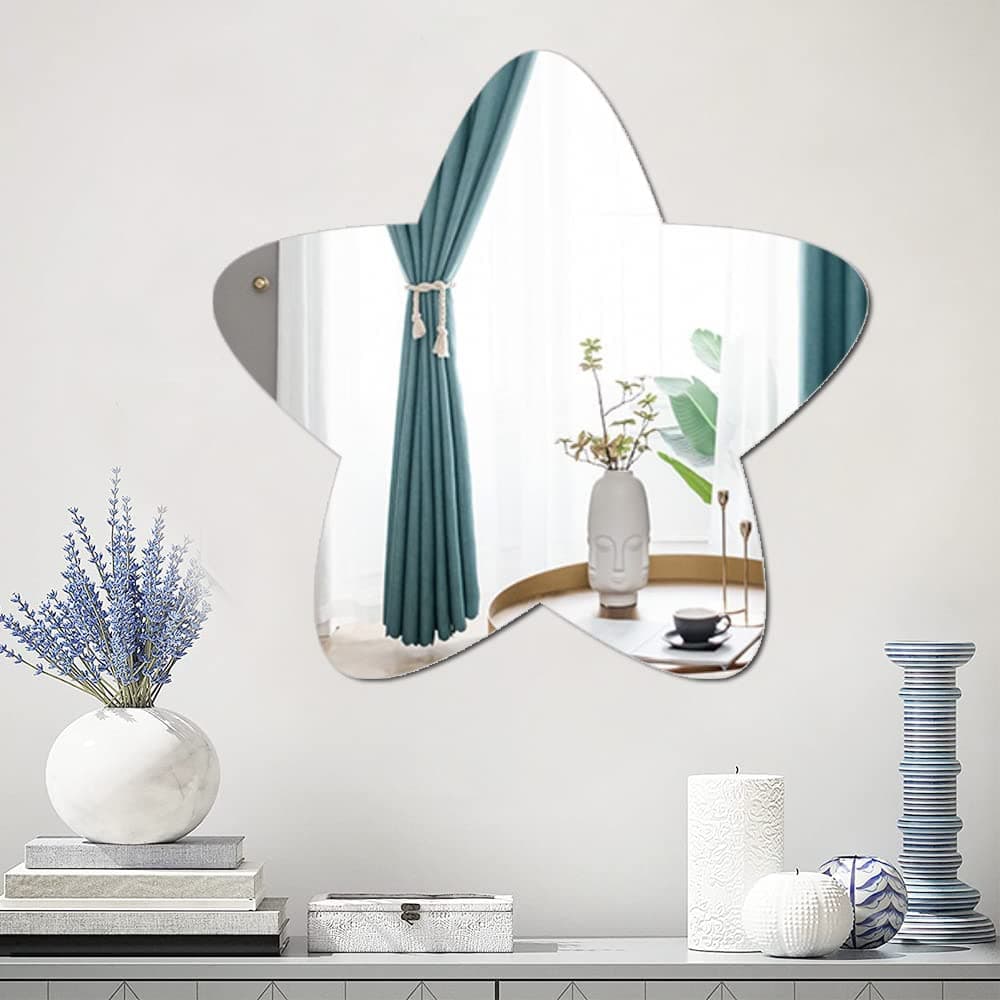 Large Wall Acrylic Mirror, Bathroom Star Mirror for Walls Wall-Mounted Mirrors for Make Up Vanity Baby Room Mirror Living Room Entryway Bedroom Kindergarten Decor Festival Stickers Decoration — view 6