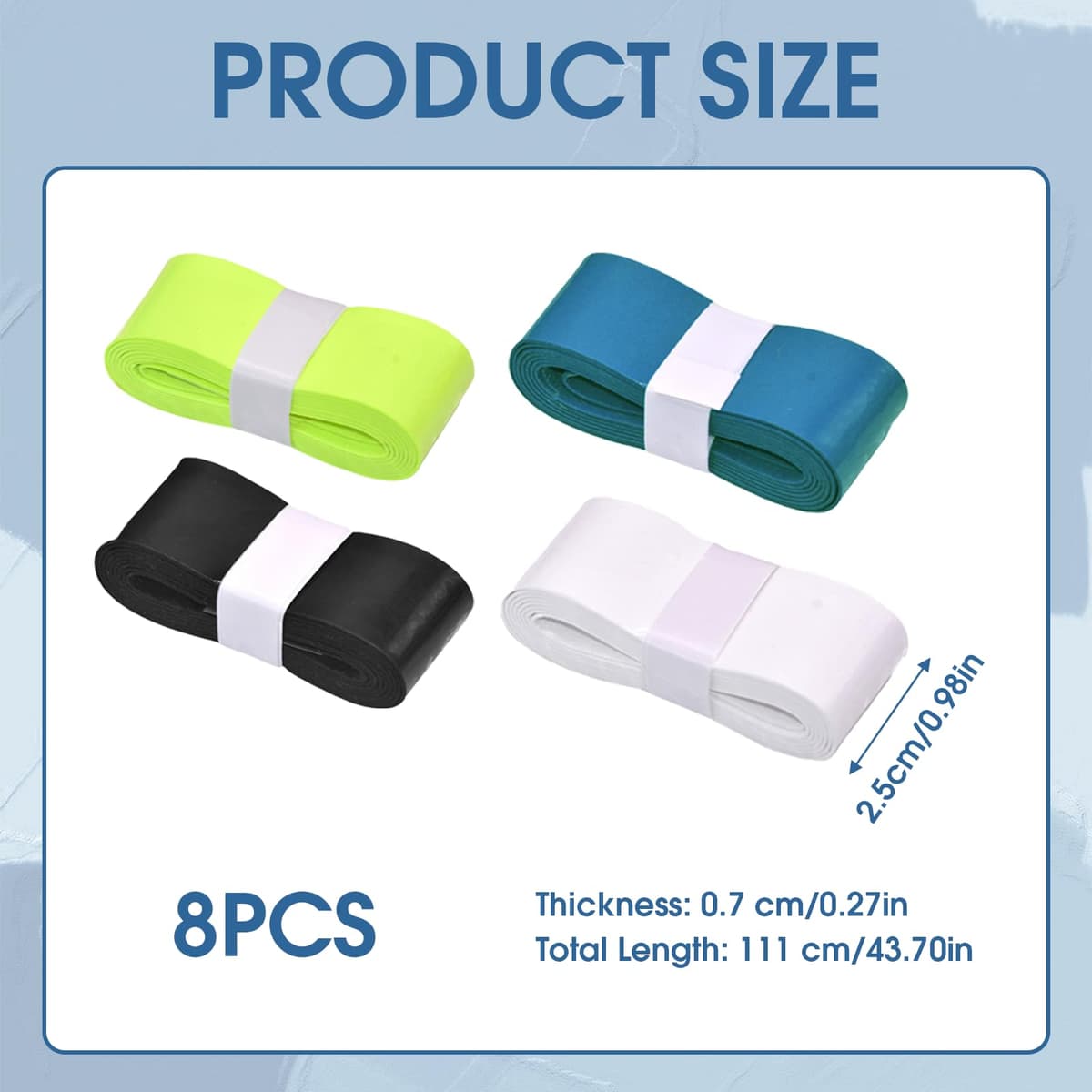 Lote de 8 agarres para raqueta de tenis, cinta de raqueta de agarre bandas adhesivas, bandas de precorte antideslizantes, precortadas, overgrip Tenis Power Touch Overgrip Anti Slip Bádminton Tenis — view 2
