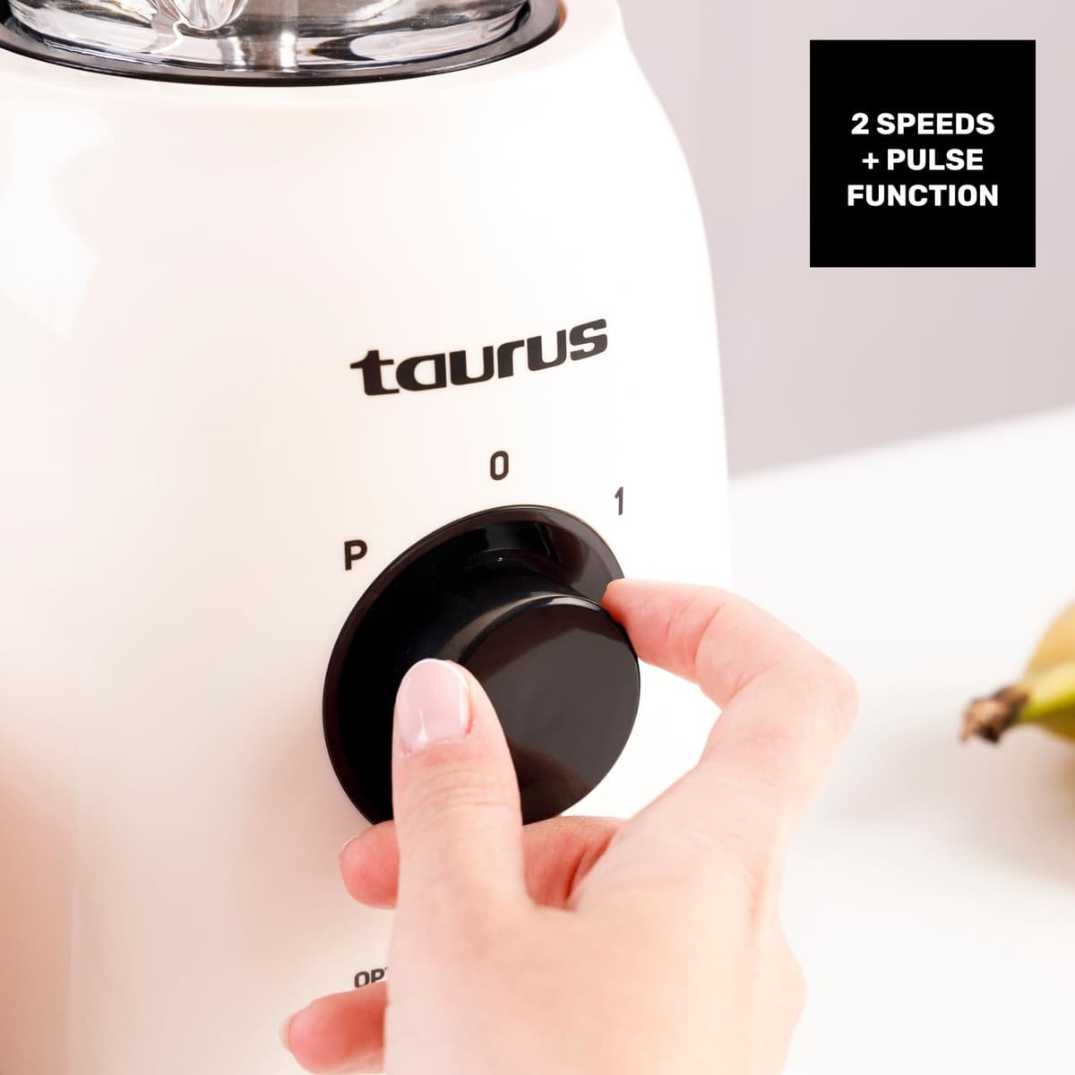 Taurus - Optima Vintage MAX Glass Blender, 1500 W, 21,500 rpm, 1.8 L Glass Jug, Stainless Steel Blades, Ice Pick, 2 Speeds and Turbo, Safety System, Vintage Design, Cream — view 5