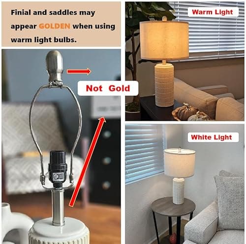 PoKat 23" Modern Ceramic Table Lamp Set of 2 for Living Room White Desk Lamps for Bedroom Farmhouse Bedside Nightstand Lamp House Warming Gifts New Home Decor End Table Lamps Gifts for Women Mom Beige