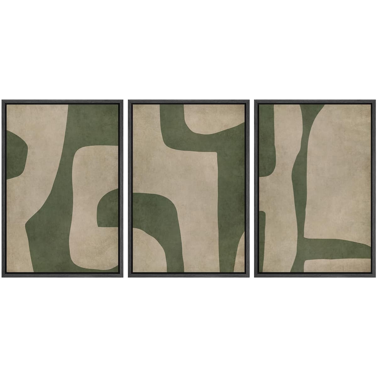 SIGNWIN Framed Canvas Print Wall Art Set Blue White Grunge Geometric Pattern Abstract Shapes Cozy Neutral Decorative Contemporary Minimal for Living Room, Bedroom, Office - 24"x36"x3 Natural — view 128